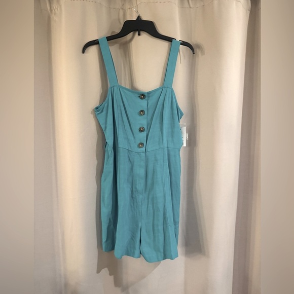 Nine West NWT Blue Button-Front Romper - Picture 1 of 8